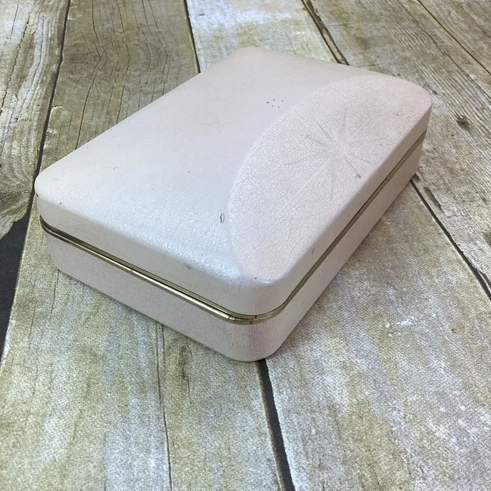 Vintage Farrington Pink Jewelry Box Sunburst Made In USA 7